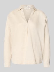 regular fit linnen blouse met V-hals van Christian Berg Woman Beige - 12