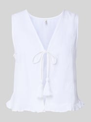 Kamizelka lniana o kroju regular fit z haftami od Only - 29