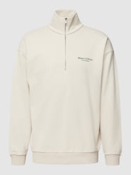 Oversized schipperstrui met labelprint van Marc O'Polo Wit - 1