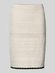 Knielange wollen rok met ajourpatroon van Marc Cain - 22