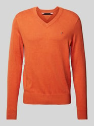 Gebreide pullover met logostitching, model 'PIMA' van Tommy Hilfiger Oranje - 4