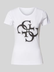 T-Shirt mit Strass- und Ziersteinbesatz von Guess Weiß - 17