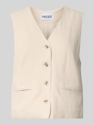 Kamizelka w kroju regular fit z mieszanki wiskozy i lnu model 'VINSTY' od PIECES - 6