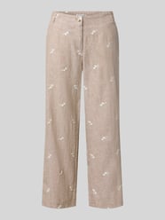 Broek van mix van katoen en linnen met stitchings van Christian Berg Woman Beige - 3