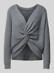 Gebreide pullover met V-hals, model 'Tatina' van MSCH Copenhagen Grijs / zwart - 32