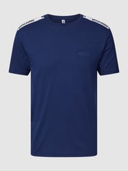 T-shirt z prążkowanym okrągłym dekoltem od Moschino Swim + Underwear Niebieski - 18