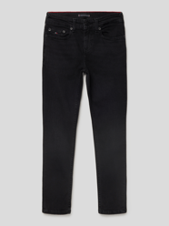 Slim Fit Jeans im 5-Pocket-Design Modell 'SCANTON' von Tommy Hilfiger Teens Grau / Schwarz - 42