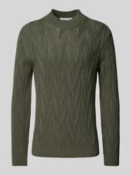 Oversized gebreide pullover met ribboorden, model 'CARIS' van SELECTED HOMME Groen - 47