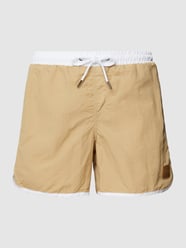 Badehose mit Label-Patch von URBAN CLASSICS Beige - 12