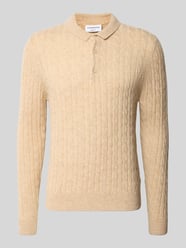 Gebreide pullover van linnenmix met polokraag van Lindbergh Beige - 46