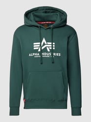 Hoodie mit Label-Print Modell 'BASIC' von Alpha Industries Blau - 41