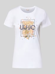 T-shirt met labelprint en siersteentjes van Liu Jo White - 7