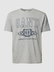 T-shirt van katoen met labeldetail van Gant Grijs / zwart - 22