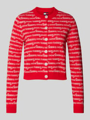 Kort gebreid jack met logostitching van Tommy Jeans Rood - 41