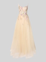Abendkleid aus Tüll mit Stitchings von unique Beige - 18