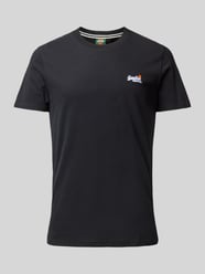 T-Shirt mit Label-Stitching von Superdry Schwarz - 34