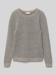 Gebreide pullover met ribboorden, model 'NORO' van Lil Atelier Grijs / zwart - 4