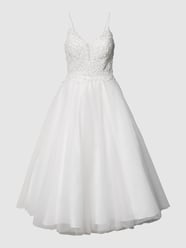 Cocktailkleid mit floralen Stickereien von Mascara Beige - 27