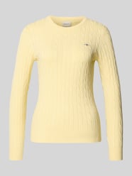 Sweter z dzianiny ze ściegiem warkoczowym i wyhaftowanym logo od GANT - 27