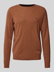 Gebreide pullover met labelstitching van Fynch-Hatton Bruin - 8