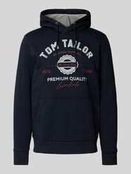 Regular Fit Hoodie aus Baumwoll-Mix mit Logo Print von Tom Tailor Blau - 34