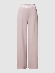 Wide leg fit stoffen broek met elastische band met logo van Calvin Klein Performance Roze - 6