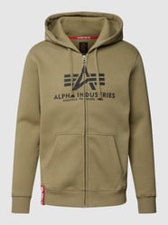 Sweatjacke mit Label-Details Modell 'BASIC ZIP HOODY' von Alpha Industries Grün - 13