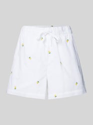 Relaxed fit korte broek van zuiver katoen met borduursel, model 'GRACE' van ONLY - 8