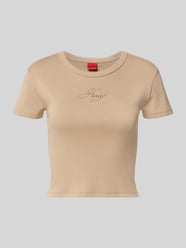 slim fit T-shirt van katoenmix model 'DELANOR' van HUGO Beige - 26