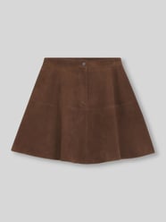krój regular fit spódnica mini o linii a z skóry welurowej od HUGO - 2