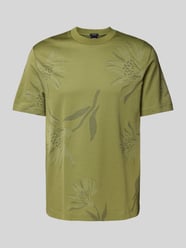 T-shirt z prążkowanym, okrągłym dekoltem model ‘Taut’ od BOSS - 36