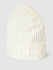 Beanie mit Label-Stitching Modell 'Lara' von BOSS Weiß - 42