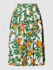 Knielange plooirok met all-over motief van Marc Cain Wit - 22