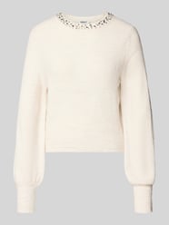 Regular Fit Pullover mit Strasssteinbesatz Modell 'ELSA' von ONLY Beige - 5