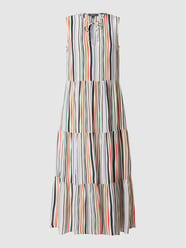 Długa sukienka z wiskozy ze wzorem w paski  od Montego Pomarańczowy - 42