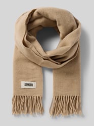 Sjaal van een mix van wol en lanawol met franjes, model 'GAZE' van Drykorn Beige - 47