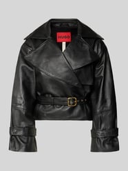 Kurtka skórzana o kroju slim fit z naturalnej skóry jagnięcej, model "LANITTE" od HUGO - 37