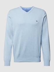 Pullover mit V-Ausschnitt von Fynch-Hatton Blau - 40