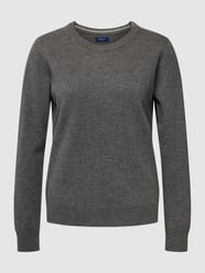 Gebreide pullover van wol met labelstitching van Gant Grijs / zwart - 41