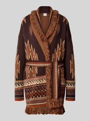 Relaxed Fit Strickjacke aus Woll-Mix mit Fransen von Stefanel - 24