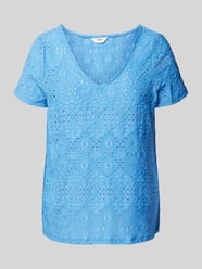 T-Shirt mit Lochstickerei Modell 'FEODORA' von Object Blau - 43