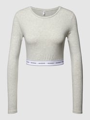 Kort shirt met lange mouwen en logo in band, model 'CARRIE' van Guess Grijs / zwart - 13