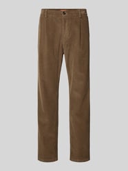 Straight fit corduroy broek met bandplooien, model 'Mitte' van CRUNA Beige - 25