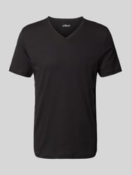 Regular Fit T-Shirt aus reiner Baumwolle mit V-Ausschnitt von s.Oliver RED LABEL Schwarz - 12