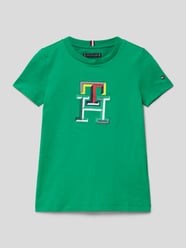 Regular Fit T-Shirt mit mehrfarbigem Logo-Stitching von Tommy Hilfiger Teens Grün - 17