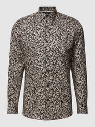 Slim fit vrijetijdsoverhemd met bloemenmotief, model 'ETHAN' van Selected Homme Zwart - 32