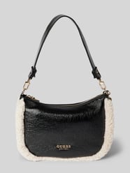 Hobo Bag mit Kunstfell-Besatz Modell 'DAVIKA' von Guess Schwarz - 8