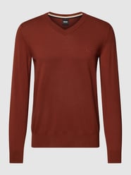 Strickpullover mit Label-Detail Modell 'Pacello' von BOSS Rot - 47