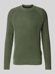 Sweter z dzianiny o kroju regular fit z mieszanki bawełny ekologicznej i żywej wełny od Marc O'Polo Zielony - 1