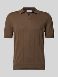 Regular Fit Poloshirt mit breiter Rippe und V-Ausschnitt von Gran Sasso - 4